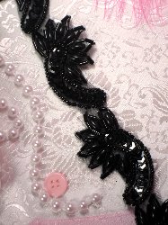 0309 Black Curls Sequin Beaded Sewing Trim