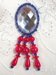 0341 Patriotic Jewel Dangle Beaded Applique 3"
