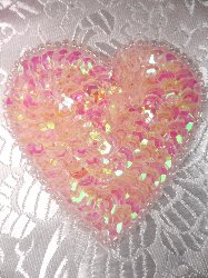0363  Pink Crystal AB Heart Beaded Sequin Applique 2"