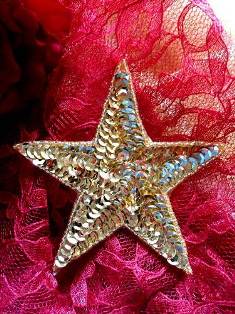 0365 Gold Star Beaded Sequin Applique 4"