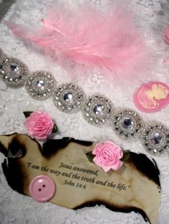 0379  Clear Rhinestone Round Beaded Appliques or Trim 1.25"