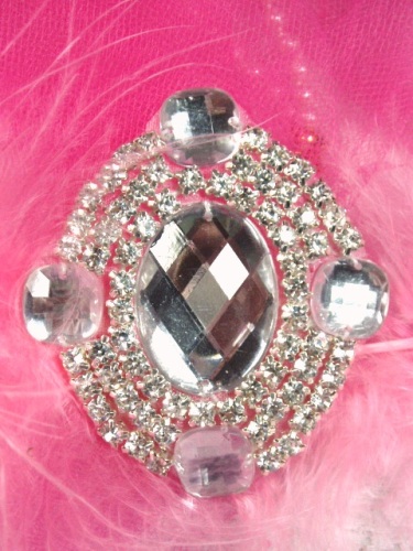 0463 Clear Rhinestone Beaded  Applique 2.5"
