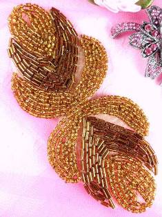 0501 Eyes of Wisdom Bronze Beaded Applique 5"
