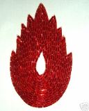 K8899  Red Flame Beaded Applique  4.5"