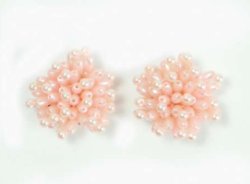 E1019 (Set of 2) Mauve Mini Beaded Flower Appliques 1.25"