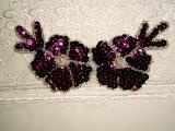 Wine Floral  5" Sequin Beaded Applique K8116
