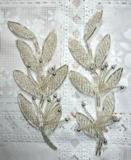 Silver Leaf Mirror Pair 5.25" Beaded Appliques K8274