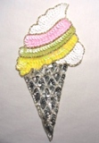 Ice Cream Cone 8.5" Sequin Beaded Applique  K8875