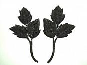 Black Leaf 6" Mirror Pair Beaded Applique  K8128