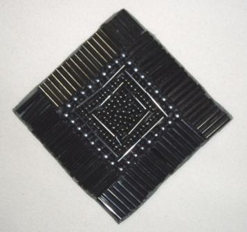 K8629  Gunmetal Diamond Square 3.25" Beaded Applique