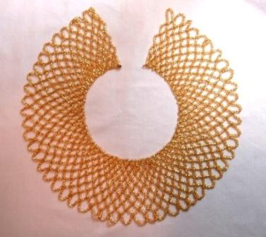 K8103 Unique Gold Collar 9"  Beaded Applique