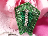 Green Rhinestone 2" Sequin Beaded Applique K1273
