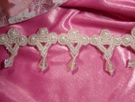 T8866 Crystal Pearl Dangle Beaded Applique or Trim