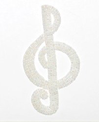 E1209 Crystal AB Beaded Treble Clef Applique 4.5"