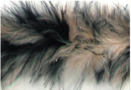 E3760  Black & Beige Marabou Feather Fur Sewing Trim 2"
