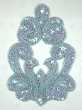 Lt. Blue AB  5.75"  Sequin Beaded Applique 0019