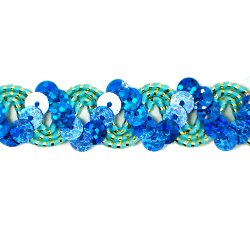 E6176 Blue Holographic Ric Rac Sequin Sewing Craft Trim 5/8"