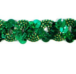 E6176 Kelly Green Holographic Ric Rac Sequin Sewing Craft Trim 5/8"
