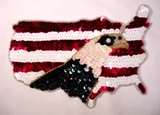 Patriotic Eagle Flag Sequin Beaded Applique 0197