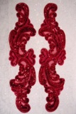 0193 Red 14.75" Mirror Pair Sequin Beaded Appliques