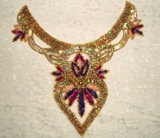 Gold Fucshia Purple Bodice Sequin Beaded Appliques 0206