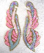 0033 Pastel Mirror Pair Sequin Beaded Appliques 6"