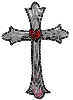 E1301  Large Silver Cross Sequin Applique 10.5"