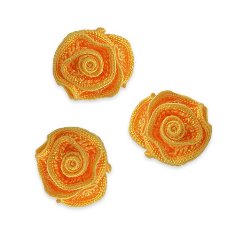 E5500  Flower Appliques Sunflower Yellow Set of ( 3 ) Ruffled Floral Rose  3/4"