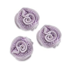 E5500  Flower Appliques Lavender Set of ( 3 ) Ruffled Floral Rose  3/4"