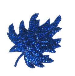 E182 Royal Blue Maple Leaf Sequin Applique 5.5"