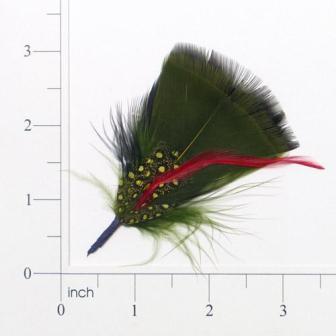 E4115   Olive Green Spotted Feather 3.5"