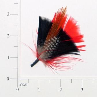 E4129  Red & Black Spotted Feather 3.25"