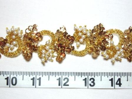 T8903  Gold Pearl Sequin Beaded Trim or Applique