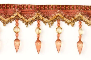 E4291 Cinnamon Beaded Drop Gimp Fringe Trim 4.5"