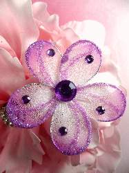 MR020 Choose Size Lavender Organza Jewel Floral Embellishment