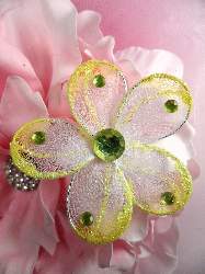 MR020 Choose Size Yellow Organza Jewel Floral Embellishment