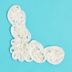 E3721 Rosette Lace Applique Ivory Pearl Beaded 5"