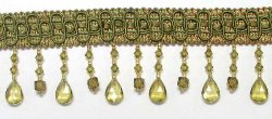 E5676 Sage Nicole Teardrop Beaded Fringe Trim 2.75"