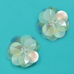E3998 (Set of 2) Crystal AB Cluster Flower Sequin Appliques 1.5"
