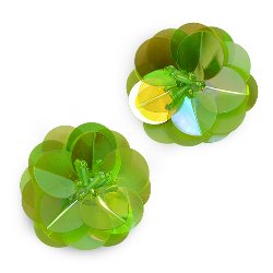 E3998 (Set of 2) Green Cluster Flower Sequin Appliques 1.5"