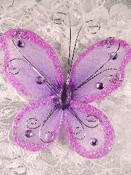 MR021 Choose Size Orchid Organza Jewel Butterfly Embellishment