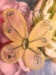 MR021 Choose Size Yellow Organza Jewel Butterfly Embellishment