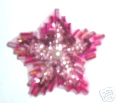 L  Mauve Star  Sequin Beaded Applique 1.25"