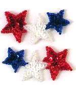 E30232 Set of ( 2 ) Patriotic Star Beaded Sequin Appliques
