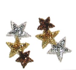 E471 (Set of 2) Cascading Star Sequin Appliques 2 5/8"