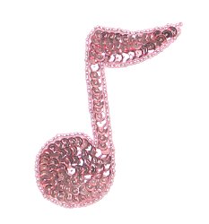 E720 Mauve 1/4 Note Sequin Applique 3.25"