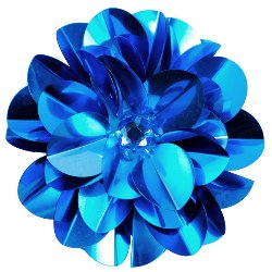 E6005 Blue Jewel Floral Sequin Beaded Applique 3.5"
