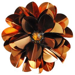 E6005 Bronze Jewel Floral Sequin Beaded Applique 3.5"