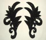 Black Claw Mirror Pair  6.75" Sequin Beaded Applique K8101