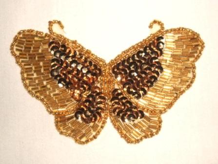 K8110  Gold Butterfly Sequin Beaded Applique 4"